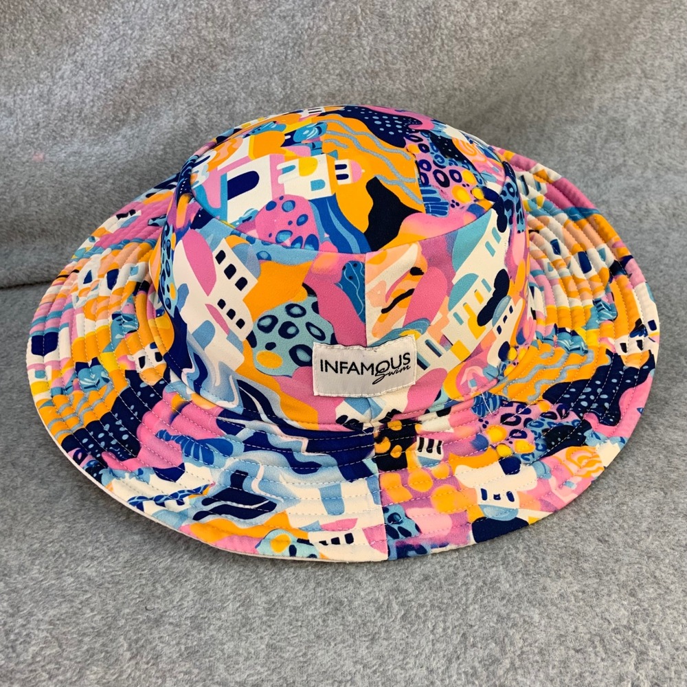 Santorini Print Child Multi Infamous Swim Bucket Sun Hat UPF 50+ Size 6-12